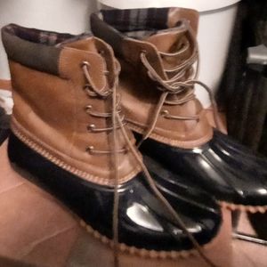 Women's Size 9m Navy Blue-Flannel Lined Sporto Duck Boots.